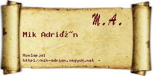 Mik Adrián névjegykártya